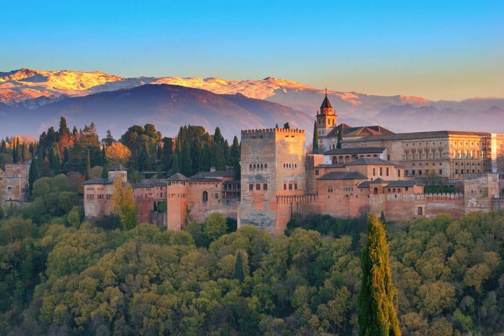 Sunset Above Alhambra Moorish Castle - Granada, Spain